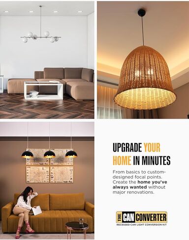 R4 REACROUDE CAN CAN CAN REVILED ALT - تحسين المنزل للعلب 4 بوصة ، محول الأجهزة لضوء تثبيت التدفق ، قلادة معلقة ، وتصنيع الإضاءة ، تصل إلى 50 رطلاً ، معتمدة من UL in Kuwait