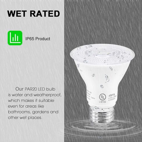 PAR20 LED LED LED ul ، لمبة إضاءة قابلة للضوء ، 7 واط (ما يعادلها 60 واط) الأضواء ، قاعدة E26 ، 2700K مصابيح إضاءة الفيضان البيضاء الدافئة لغرفة المعيشة مطبخ فنادق معرض ، الداخلية/الخارجية (6 عبوات) in Saudi Arabia