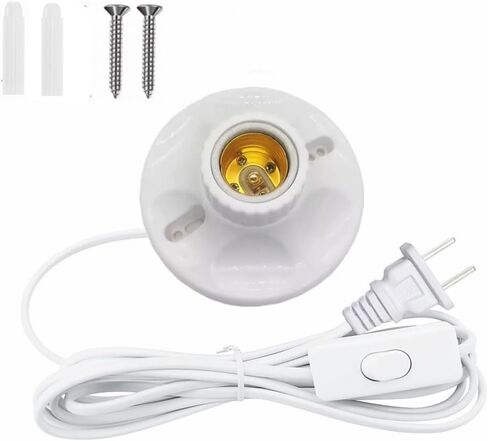 Light Bulb Socket with Cord,25FT,E26/ E27 Lamp Base Desktop Light Socket with Cord Light Bulb Base E26/ E27 Lamp Base Desktop 25ft Include Screw Cord On/Off Switch,Light Socket with Cord in Kuwait