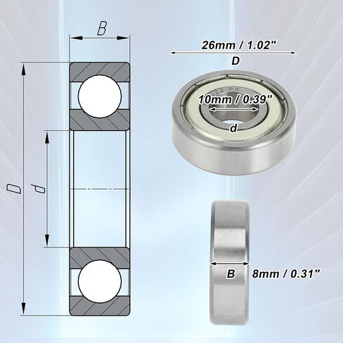 ACROPIX 6000ZZ Deep Groove Ball Bearings P0 10x26x8mm Lubricated Bearings Double Metal Seal Silver Tone Scooter Skateboard Wheel in Saudi Arabia