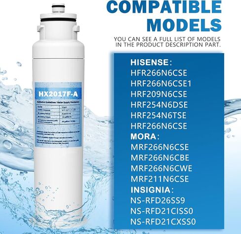 HX2017FR-A HX2017F-A مرشح المياه متوافق مع Hisense HRF266N6CSE1 ، HRF266N6CSE ، HRF209N6CSE ، HRF254N6TSE ، HRF254N6DSE in Kuwait