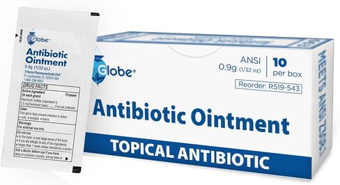 Globe (10 Packets First Aid Antibiotic Ointment, 0.9g Single Packet, First Aid Kit for Minor Scratches, Wounds, Cuts, and Burns, Prevents Infection, Travel Size in Saudi Arabia