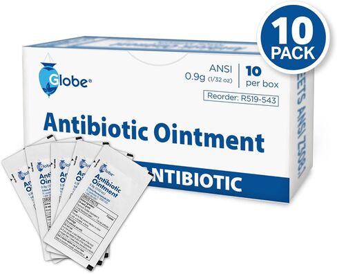 Globe (10 Packets First Aid Antibiotic Ointment, 0.9g Single Packet, First Aid Kit for Minor Scratches, Wounds, Cuts, and Burns, Prevents Infection, Travel Size in Saudi Arabia
