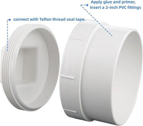 2 بوصة PVC DWV محول CAPERIET CLEANUT الإناث مع تركيب المكونات ، للجدول 40 PVC DRIVERAGE SYSTEM WHITE (2 بوصة) in Kuwait