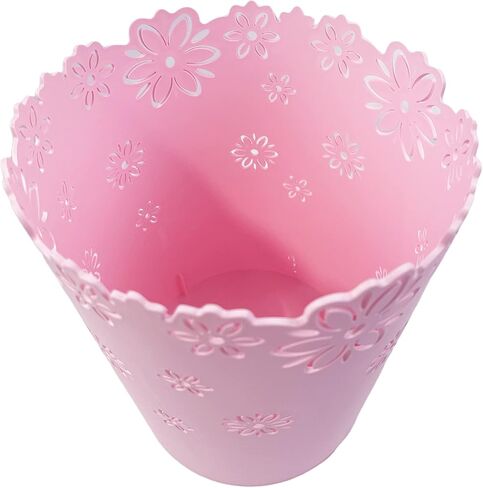 VIUJUH Wastebasket, Hollow Flower Shape Plastic Lidless Wastepaper Baskets Trash Can-M A2301 in Kuwait
