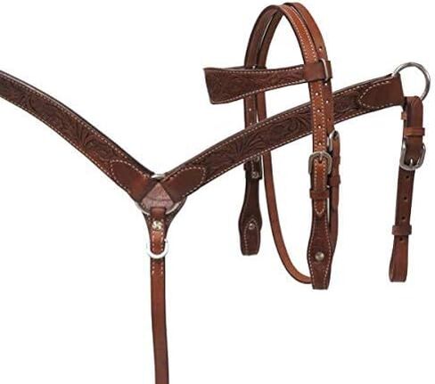 Showman Mini Floral Tooled Headstall & Breast Collar Set w/Reins in Kuwait