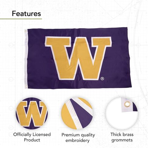 Desert Cactus University of Washington Flag – 3x5 Ft Embroidered Nylon Banner for Indoor/Outdoor Use, Huskies Design, for Events and Home Décor (Embroidered 2) in Saudi Arabia