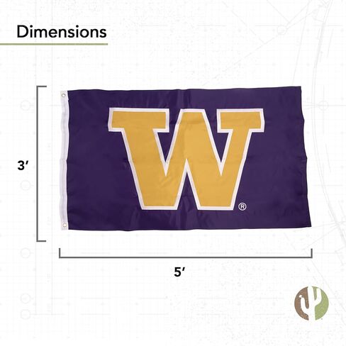 Desert Cactus University of Washington Flag – 3x5 Ft Embroidered Nylon Banner for Indoor/Outdoor Use, Huskies Design, for Events and Home Décor (Embroidered 2) in Saudi Arabia