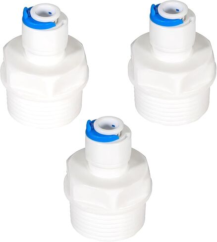 3pcs 3/4 "External Thread Straight Through 1/4" PE Pipe Quick Straight OD Push Connector Reverse Osmosis Water Tube Pipe Fitting Kit Hose Purifier Plastic Adapter Double Joint in Saudi Arabia