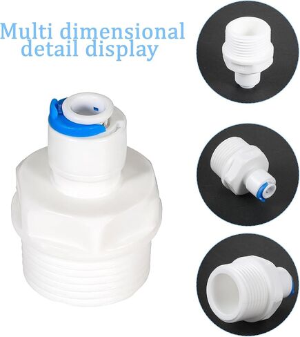 3pcs 3/4 "External Thread Straight Through 1/4" PE Pipe Quick Straight OD Push Connector Reverse Osmosis Water Tube Pipe Fitting Kit Hose Purifier Plastic Adapter Double Joint in Saudi Arabia
