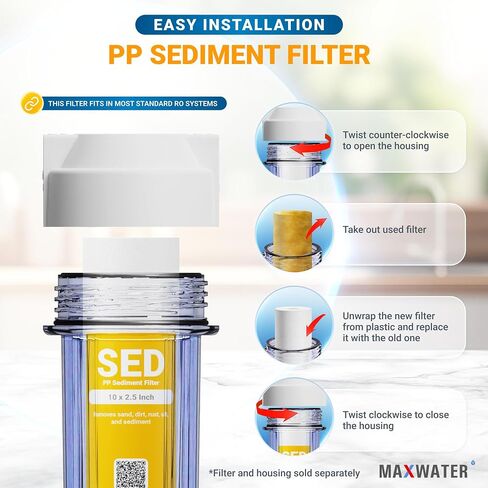 Max Water 10 inch x 2.5 inch, 5 Micron Replacement Sediment Water Filter Cartridge for Whole House, Melt Blown Filtration Fiber for Heavy Duty (Pack of 50) in Saudi Arabia
