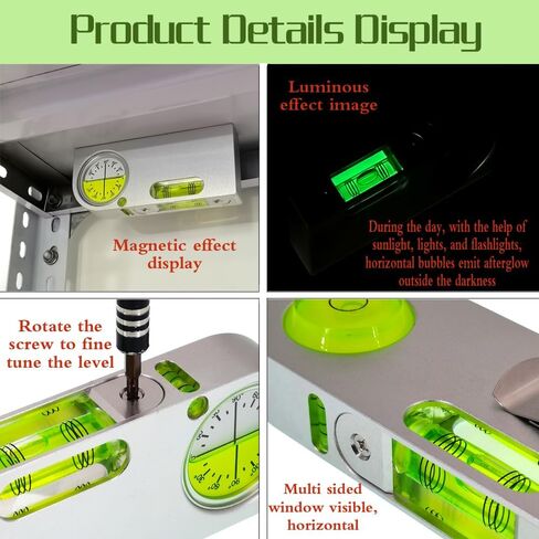 High precision solid aluminum alloy small level ruler, portable mini horizontal bubble magnetic function (85 * 45 * 15mm) in Saudi Arabia