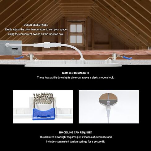 Maxxima 6 in. 5 CCT Ultra-Shin Courned LED LED LID ROMENT 1050 LUMENS ، COLLABLE قابل للاختيار 2700K-5000K (2700K/3000K/3500K/4000K/5000K) ، Canless ، IC تصنيفه ، نحيف ، قابلاً للخلع ، in Saudi Arabia
