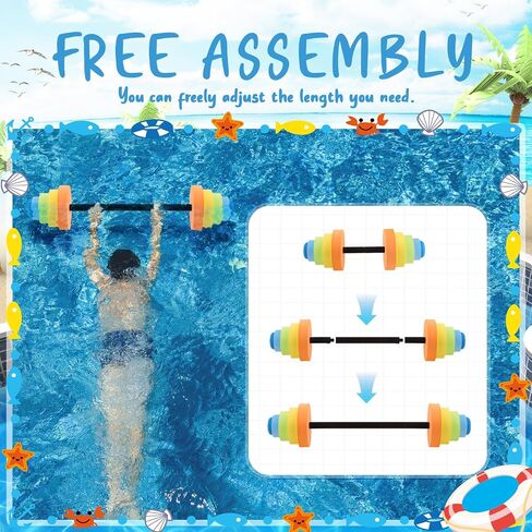 Adjustable 30.7" Aquatic Exercise Dumbbells Water Dumbbell Pool Resistance Aquatic Fitness Swim Barbell with 4 High-density EVA Foam for Water Aerobics Weight Loss in Saudi Arabia