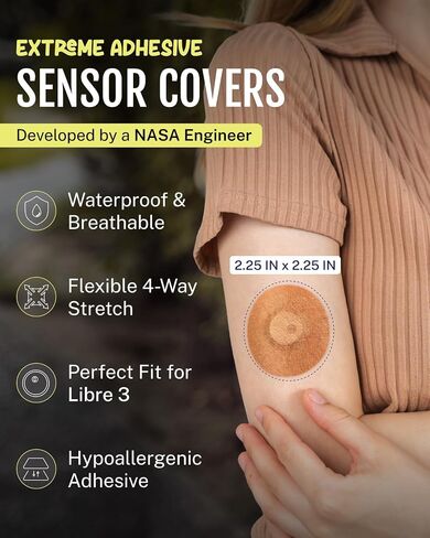 يغطي مستشعر Grifgrips® Libre 3 مقاومًا للماء-يغطي CGM بقع لاصقة من السكري المتوافقة مع غطاء مستشعر Libre 3 & Plus Freestyle-CGM Patch لمدة 10-14 يومًا-20 حزمة (تان) in Saudi Arabia