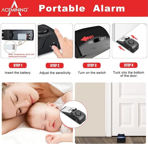 AceMining Portable Door Lock Home Security Door Lock Travel Lockdown Locks for Additional Safety and Privacy Perfect for Traveling Hotel Home Apartment College - 4 Pack in Kuwait