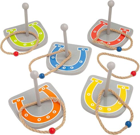 متعة Express Express Western Horseshoes Toss This - Classic Outdoor Toy Gatherings Backyard Backyard Party Party Entertainment - أهداف حدوة الحصان ومسابقات رنين - مثالية لساعات المرح - 11 قطعة in Saudi Arabia