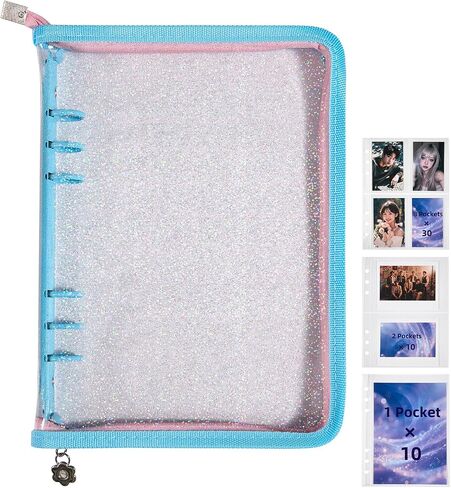 A5 Kpop Photocard Binder With Zipper, 3 Sizes Inner Page With 270 Pockets - 6-Ring Photo Album Organizer For Polaroid, Instax Wide, Mini Photos & Trading Cards - Perfect For Kpop Merch Collection in Kuwait