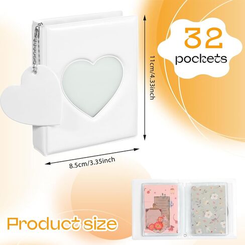 Mini Photocard Binder ، 3 بوصة بيضاء كتاب ضوئي Mini Photo ألبوم Heart Hollow Card Binder مع 32 جيوبًا ومتسابقًا in Kuwait