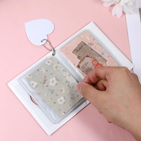 Mini Photocard Binder ، 3 بوصة بيضاء كتاب ضوئي Mini Photo ألبوم Heart Hollow Card Binder مع 32 جيوبًا ومتسابقًا in Kuwait