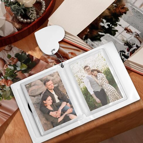 Mini Photocard Binder ، 3 بوصة بيضاء كتاب ضوئي Mini Photo ألبوم Heart Hollow Card Binder مع 32 جيوبًا ومتسابقًا in Kuwait