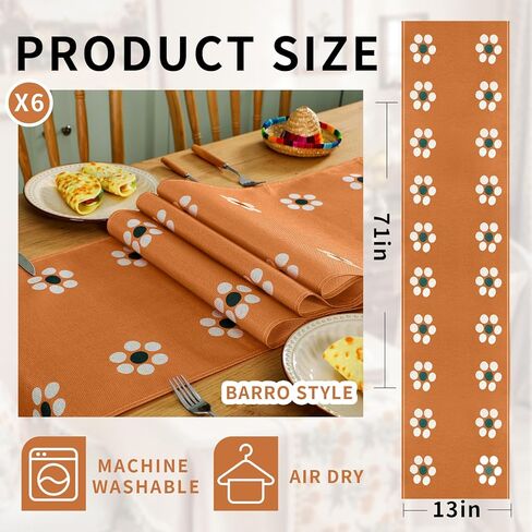 Honeydak 6 PCS Mexican de Barro Table Runner 71 × 13 '' Cielito Lindo Table Runner Cielito Lindo Baby Shower Party Decoration Mexico Home Decor in Kuwait
