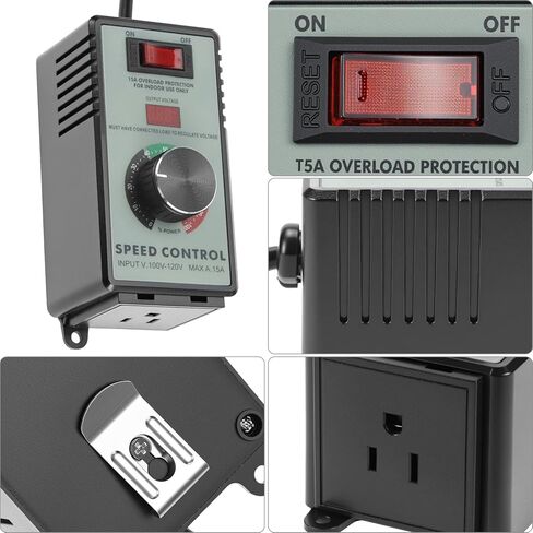 Qwork AC Motor Speed ​​Controller ، 120V 15A 4000W FAN SPEED Controller in Kuwait