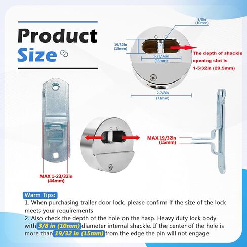 2 Pack Trailer Door Locks Keyed Alike Heavy Duty Hockey Puck Locks Reinforced Hidden Shackle Padlocks w/4Keys Solid Steel Lock for Trailers Trucks Vans Shed Gates Garage in Saudi Arabia