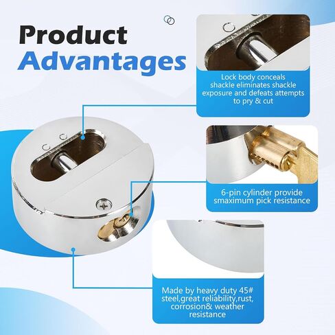 2 Pack Trailer Door Locks Keyed Alike Heavy Duty Hockey Puck Locks Reinforced Hidden Shackle Padlocks w/4Keys Solid Steel Lock for Trailers Trucks Vans Shed Gates Garage in Saudi Arabia