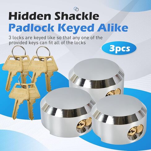 2 Pack Trailer Door Locks Keyed Alike Heavy Duty Hockey Puck Locks Reinforced Hidden Shackle Padlocks w/4Keys Solid Steel Lock for Trailers Trucks Vans Shed Gates Garage in Saudi Arabia