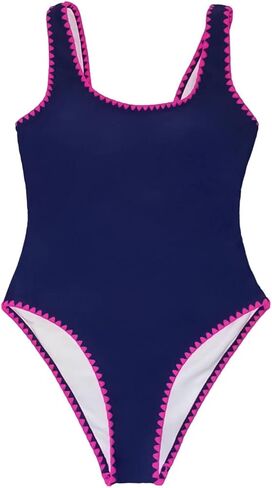 Women's One Piece Swimsuit Slimming Tummy Control Shell Stitched Bathing Suit High Cut Scoop Neck Swimwear in Kuwait