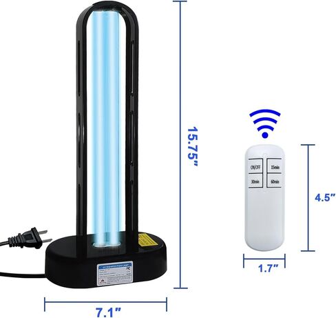 Baimnocm 3 Pack 38w UV Light Lightizer ، مصباح مبيد الجراثيم UVC مع التحكم عن بعد ، مصباح ضوء التطهير للأشعة فوق البنفسجية للطابق السفلي/غرفة النوم/المطبخ (2 أوزون خالٍ + 1 أوقية) in Kuwait