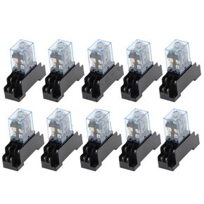 10 Sets LY2NJ 12VDC 24VDC 110VAC 220VAC Coil Power Mini Relay 8 Pins DPDT 10A LY2N-J HH62P JQX-13F with PTF08A Socket Base(DC 12V) in Saudi Arabia