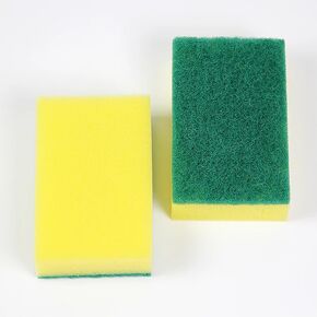 5 Pack Dishwashing Sponges with Dual Cleaning Sides, Heavy Duty Kitchen Scrubber, Yellow and Green in Saudi Arabia
