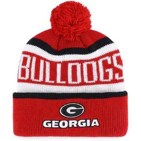 Officially Licensed Georgia Cuffed Knit Pom Beanie Hat Classic Edition Bulldogs Embroidered Team Logo Winter Cap Multicolor in Saudi Arabia