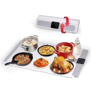 Warming Mat for Food,Food Warming Mat - Fast Full Surface Silicone Electric Warming Tray with 7 Gear Temperature & 6 Gear Timer Settings, Raised Feet Protects Table, Roll Up Buffet Hot Plates Heat Pad in Saudi Arabia