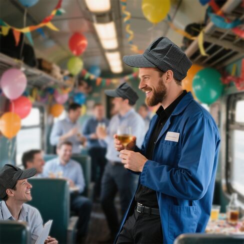 Blue and White Railroad Engineer Hat Train Conductor Adult Hat in Saudi Arabia