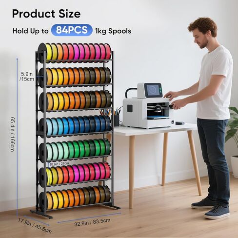 3D Printer Filament Storage Rack, Heavy Duty Spool Holders with Removable Storage Basket for 3D Printing Filaments, 7 Tier Large Metal Shelf Organizer for 3D Printing Business Studio Office Workshop in Kuwait