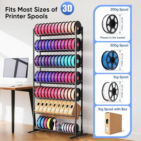 3D Printer Filament Storage Rack, Heavy Duty Spool Holders with Removable Storage Basket for 3D Printing Filaments, 7 Tier Large Metal Shelf Organizer for 3D Printing Business Studio Office Workshop in Kuwait