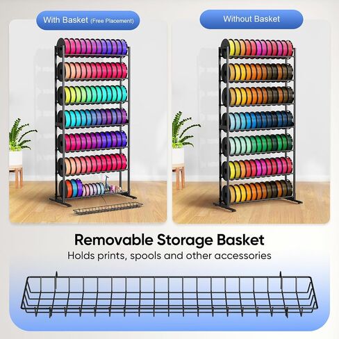 3D Printer Filament Storage Rack, Heavy Duty Spool Holders with Removable Storage Basket for 3D Printing Filaments, 7 Tier Large Metal Shelf Organizer for 3D Printing Business Studio Office Workshop in Kuwait