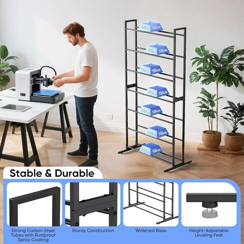 3D Printer Filament Storage Rack, Heavy Duty Spool Holders with Removable Storage Basket for 3D Printing Filaments, 7 Tier Large Metal Shelf Organizer for 3D Printing Business Studio Office Workshop in Kuwait