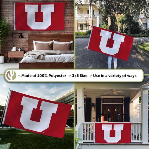 Desert Cactus University of Utah Flag - 3 x 5 Feet UT Utes Banner, Indoor/Outdoor Durable Fabric, 100% Polyester Design (Design M) in Saudi Arabia