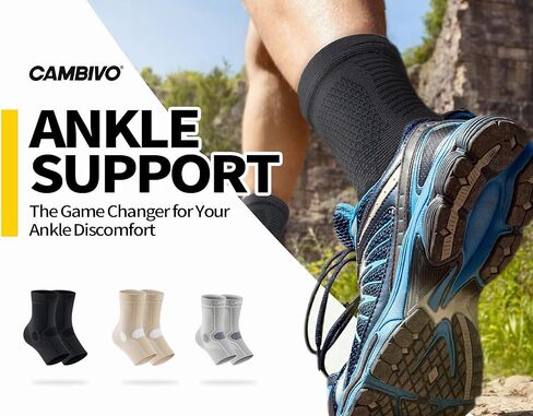 CAMBIVO 1 Pair Ankle Braces for Men and Women, Ankle Compression Socks for Foot Pain, Daily Wear, Fitness, Working, Achilles Tendonitis Relief Ankle Sleeve in Kuwait