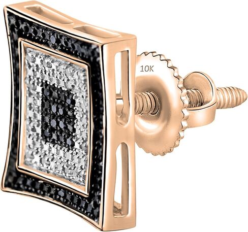 Dazzlingrock Collection 0.06 Carat (ctw) Round Black and White Diamond Micro Kite Shape 1 Pc Men's & Women's (Unisex) Screwback Stud Earring in 14K White Gold in Saudi Arabia