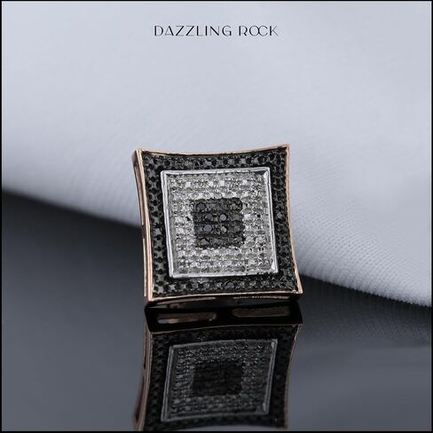 Dazzlingrock Collection 0.06 Carat (ctw) Round Black and White Diamond Micro Kite Shape 1 Pc Men's & Women's (Unisex) Screwback Stud Earring in 14K White Gold in Saudi Arabia