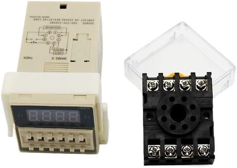 DH48S-S 0.1S-990H AC 110V 220V DC 12V 24V CREFER SPDT SPDT TIMER TIME RELAY مع قاعدة المقبس DH48S DIN RAIL (DH48S-S AC 380V) in Kuwait