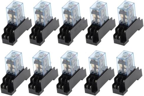 10 مجموعات ly2nj 12vdc 24vdc 110vac 220vac coil power mini relay 8 pins dpdt 10a ly2n-j hh62p jqx-13f with ptf08a socket base (dc 12v) in Saudi Arabia