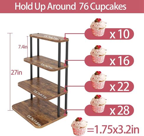 Cupcake Stand, Rotatable Cupcake Stand for 50 Cupcakes, Wood Cake Stand Cupcake Tower, Rustic Dessert Table Display Set Tiered Tray Stand, Round Serving Tray Cake Stands for Party Wedding Birthday in Saudi Arabia