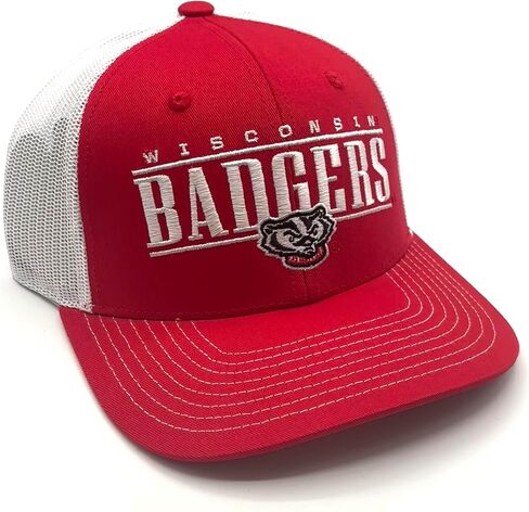 Officially Licensed University Wisconsin Mesh Trucker Hat Classic Red/White Badgers Embroidered Team Logo Structured Snapback Sports Cap in Saudi Arabia