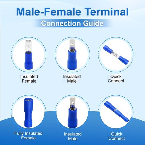 Baomain Blue Male Insulated Spade Wire Connector Electrical Crimp Terminal 16-14 AWG 2.8 x 0.5mm Pack of 100 in Saudi Arabia